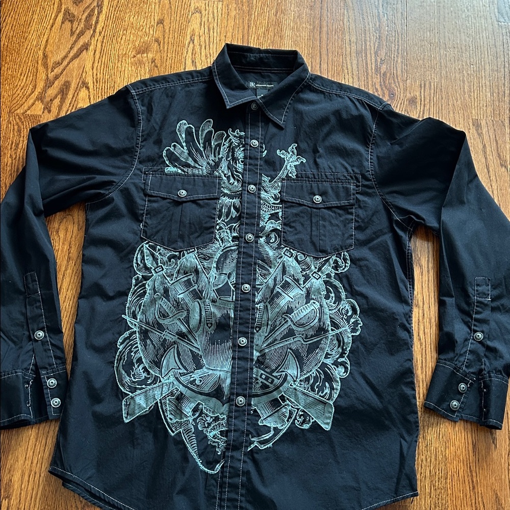 INC International Concepts Dark Button-Up Shirt